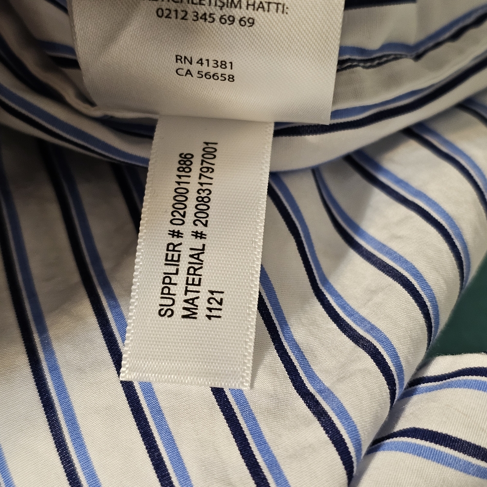 Lauren Ralph Lauren Striped Bib-Front Tuxedo Shirt XL Blue White Band Collar - Picture 9 of 9